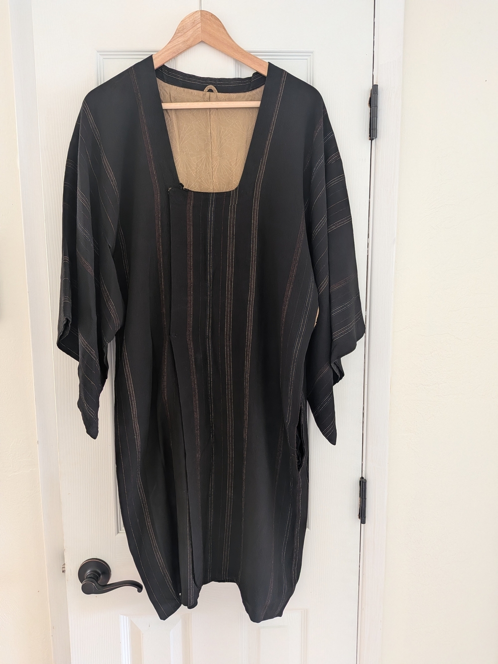 Kimono Style Womens Black Striped Dress Wide Sleeves Size Small